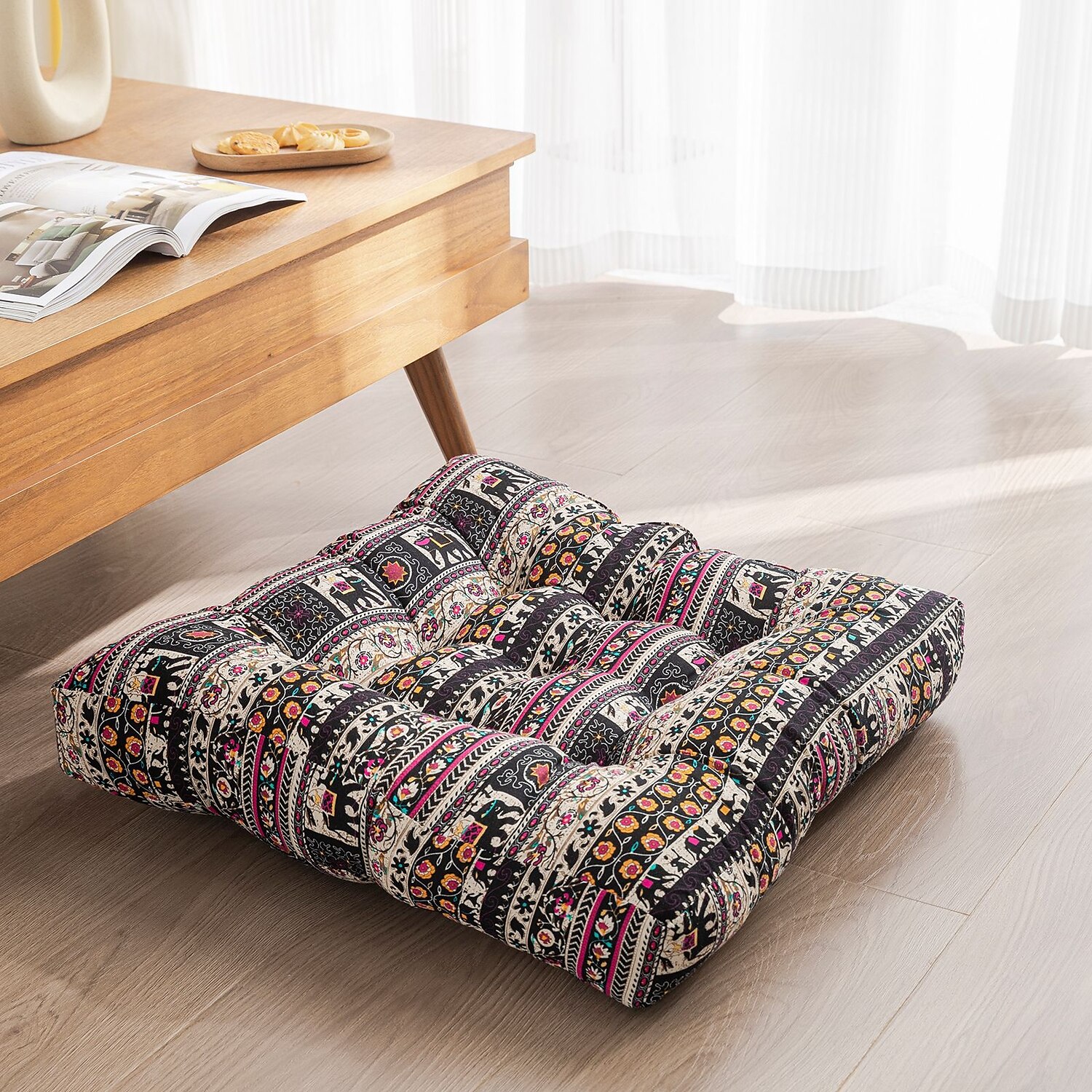 μαξιλάρι δαπέδου boho, τετράγωνα μαξιλάρια καθίσματος δαπέδου τατάμι μεγάλο μαξιλάρι διαλογισμού για ενήλικες, τετράγωνα μαξιλάρια καθίσματα για διακόσμηση σαλονιού για γιόγκα, προστέθηκε αφρός μνήμης 2025 - $27.99 –P8