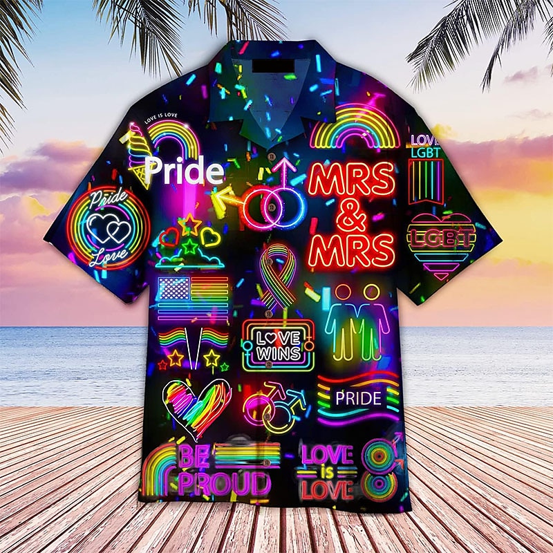 Herren Regenbogen Grafikdrucke Hemd Sommer Hawaiihemd Kurzarm Tropisch Mode Hawaiianisch Lässig Hawaiianisch Ausgehen Sommer Frühling Umlegekragen Druck Button-Down Schwarz Gelb Purpur Regenbogen 2025 - $24.99 –P2