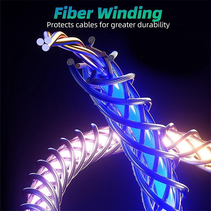 Fast Charging RGB Cable 100W Breathing Light 66W Type C USB C Data Cable for iPhone Samsung Android Micro 30W Quick Charge Cable 2026 - $11.99 –P6