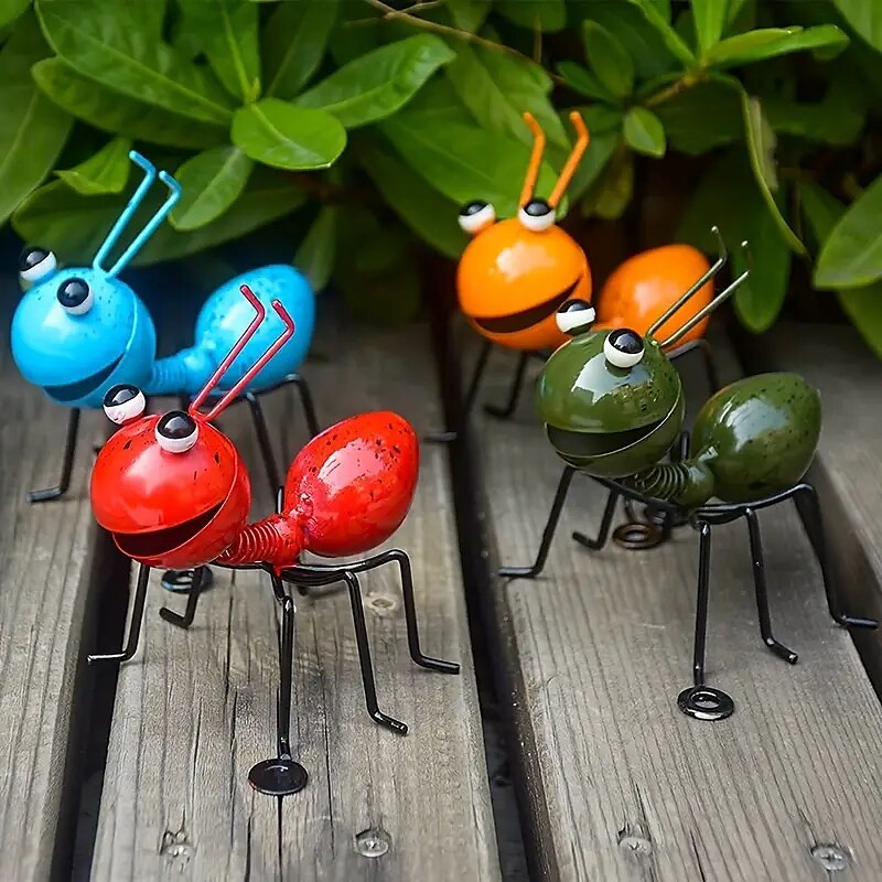 4 Stück Hummel-Wandkunst aus Metall, Kunsthandwerk, Ameisen-Metallskulptur, Gartenameisen-Dekoration, Wandbehang-Dekoration, Garten-Rasen-Dekoration, Innendekoration, farbenfrohe Außendekoration, niedliche Insektenskulptur, Gartendekoration 2025 - €21.99 –P11