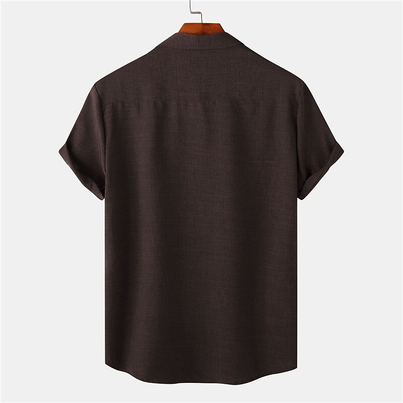 Per uomo Camicia Camicia di lino Camicia in cotone e lino Camicia Estiva Camicia casual Camicia da Spiaggia Semplice Vacanza Casuale Nero Rosa Verde scuro Viola chiaro Manica Corta Bavero Estate del 2025 a $38.99 –P10
