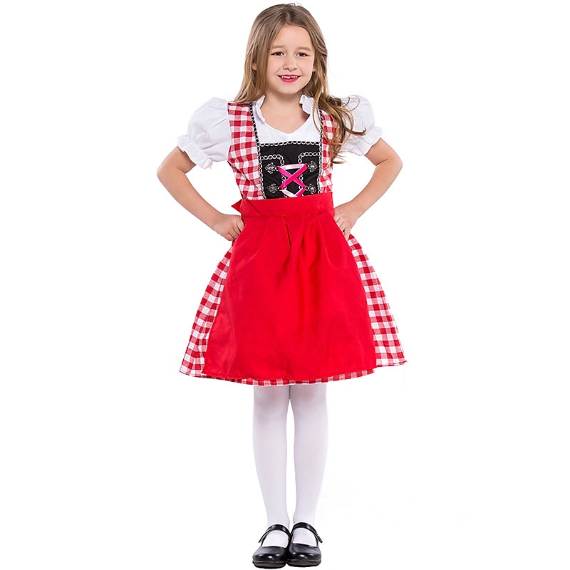 Oktoberfest dirndl Trachtenkleader Dirndl pusero Oktoberfest / Olut baijerilainen baijerilainen Wiesn Perinteinen Tyyli Niityt Tyttöjen Perinteinen tyyli kangas Toppi Leninki Esiliina 2025 - $40.99 –P1