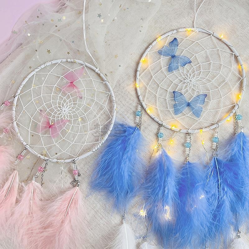 Butterfly Dream Catcher Handmade Gift Feather Hook Flower Wind Chime with One Circle Ornament Wall Hanging Decor Art Boho Style 16x65cm/6.2''x25.5'' 2025 - $10.49 –P6