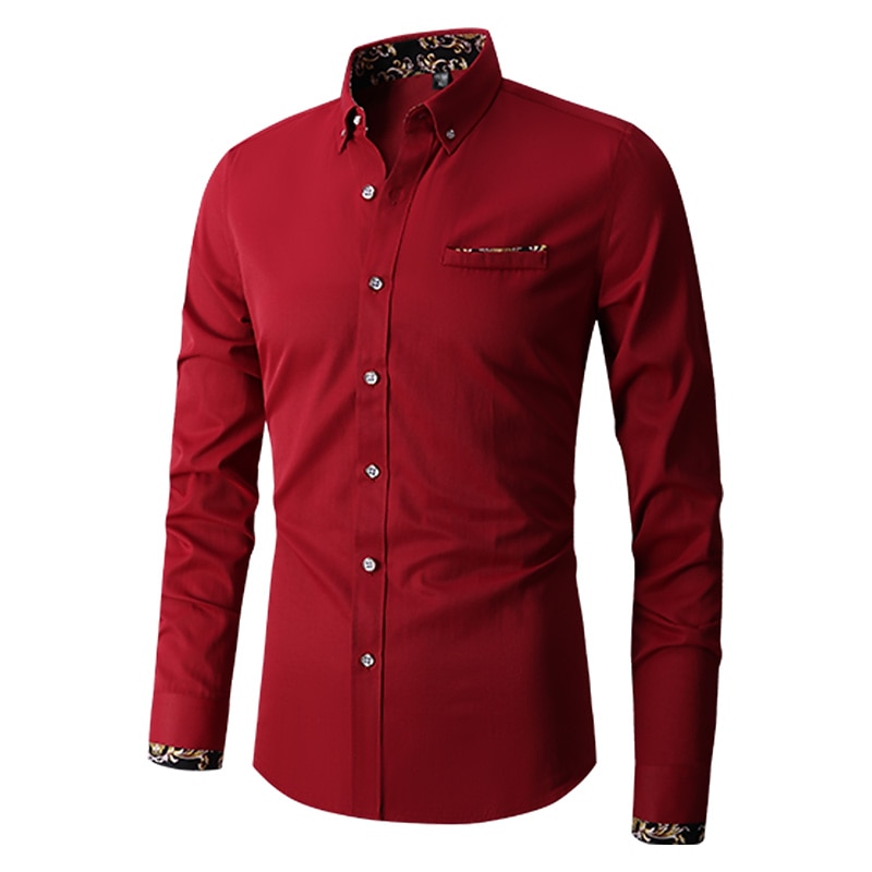 Per uomo Camicia Camicie Camicia abbottonata Resistente alle rughe Camicia con bottoni Liscio Matrimonio Ufficio e carriera Nero Bianco Vino Blu reale Manica lunga Collo ripiegabile Primavera del 2025 a $21.99 –P9