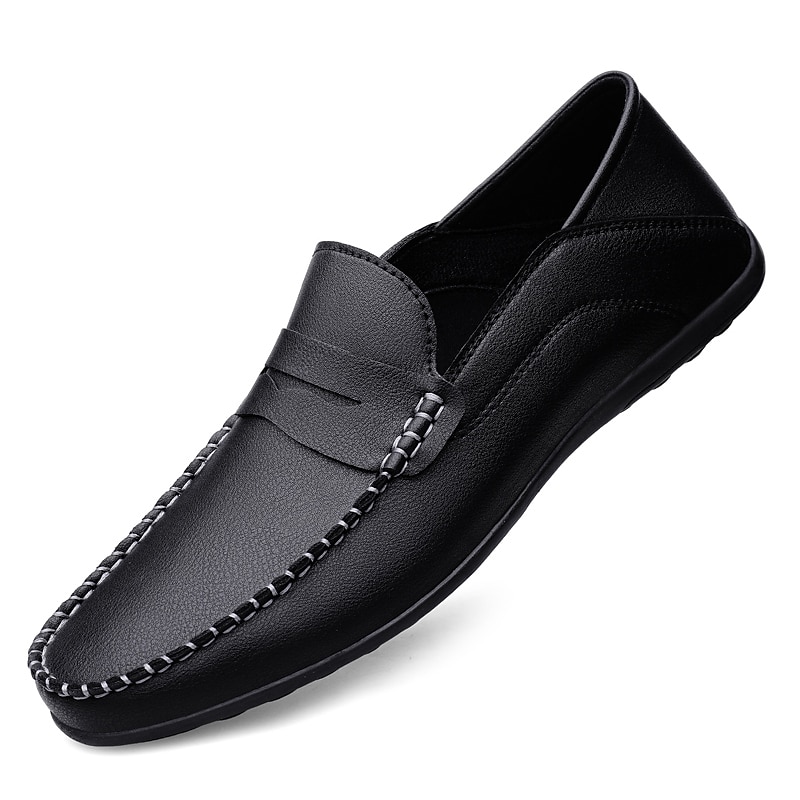 Men's White Faux Leather Loafers – Casual Slip-On Driving Shoes for Business & Summer Wear 2025 - $34.99 –P13