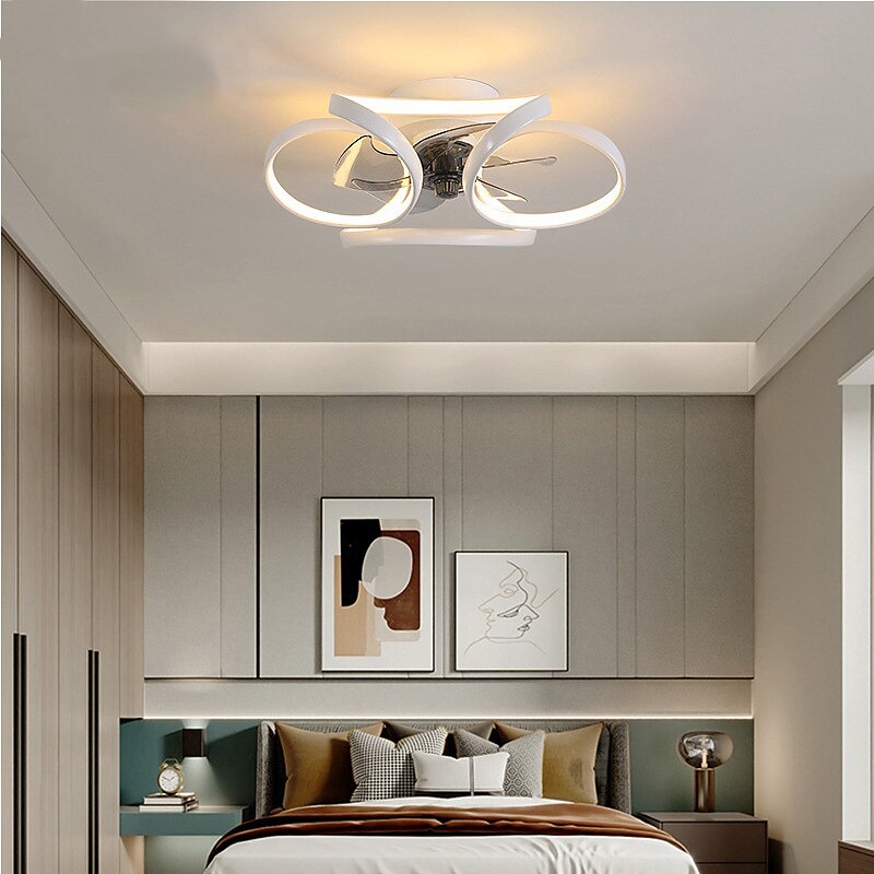 LED Ceiling Fans Dimmable with Remote Contral Flower Design 55cm Flush Mount Ceiling Lamp Acrylic Lampshade Chandelier Bedroom Living Room 2025 - $215.89 –P4