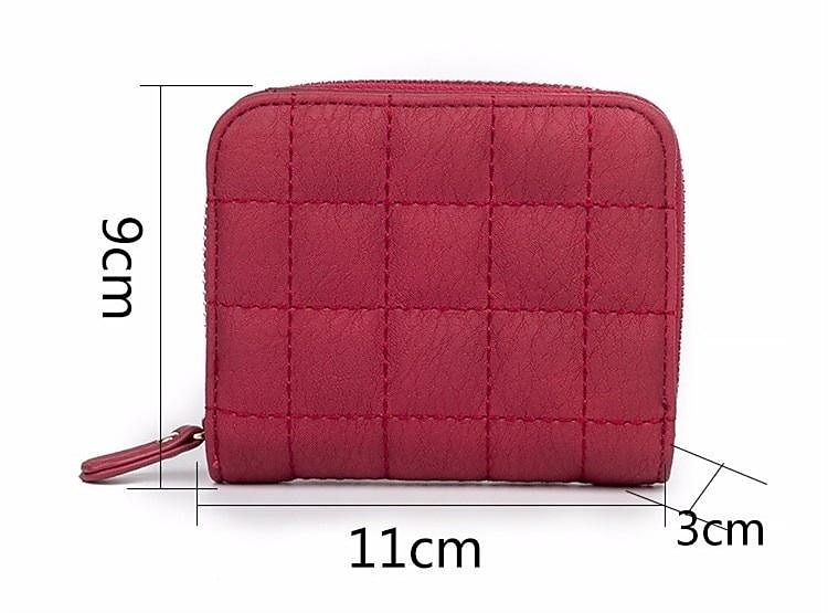 2025年 女性用PUレザー短財布、女性用チェック柄財布、ヌバックカードホルダー、小さなジッパー財布、女性用コインポーチ付き コレクション – $7.99 –P7