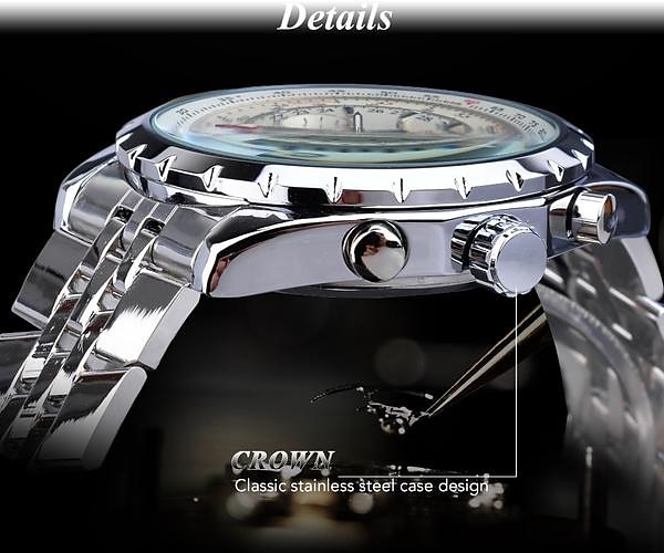 JARAGAR Mechanical Watch for Men Aviator Series Military True Men Sport Automatic Watch Luxury Stainless Steel Mechanical Male Clock Hour Luminous Wristwatch Blue Glass 2025 - $55.99 –P10
