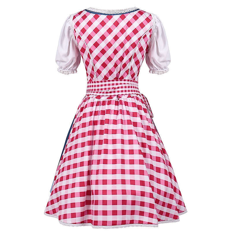 Oktoberfest Dirndl Trachtenkleader Oktoberfest / øl bayerske bayerske Wiesn Tradisjonell stil Enger Dame Tradisjonell stil klut Topp Kjole Forkle 2025 - $48.99 –P7