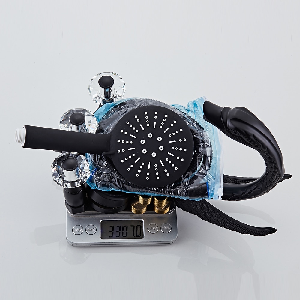 vintage messinginen suihkuhanasetti käsisuihkulla, perinteinen kylpyammeen juoksuputki kaksikahvainen kylpyamme hana seinään kiinnitettävä 2026 - ₩881654 –P9