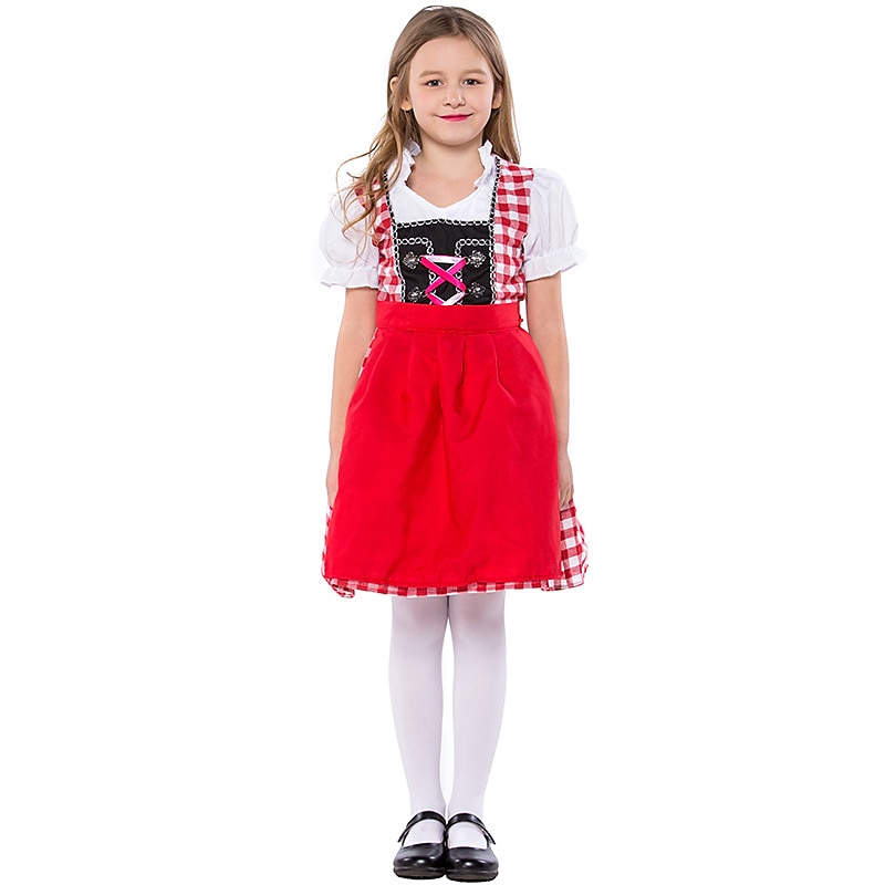 Oktoberfest dirndl Trachtenkleader Dirndl pusero Oktoberfest / Olut baijerilainen baijerilainen Wiesn Perinteinen Tyyli Niityt Tyttöjen Perinteinen tyyli kangas Toppi Leninki Esiliina 2025 - $40.99 –P3