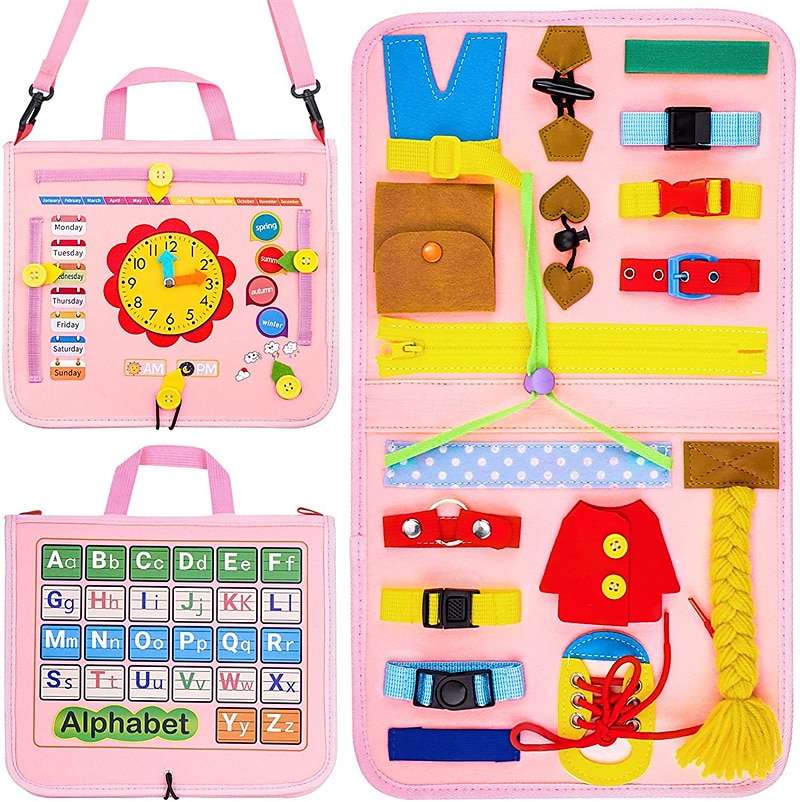 Juguetes Montessori tablero de labores de fieltro bolsa rompecabezas de educación temprana tablero de aprendizaje capacitación Montessori para niños pequeños Materiales de enseñanza Regalo de Navidad 2026 - $37.99 –P4