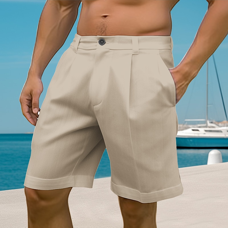 Per uomo Pantaloncini Pantaloncini di lino Pantaloncini estivi Pantaloncini da spiaggia Pulsante Tasche Gamba dritta Liscio Comfort Traspirante Breve Informale Giornaliero Per eventi Misto cotone e del 2025 a $17.99 –P5