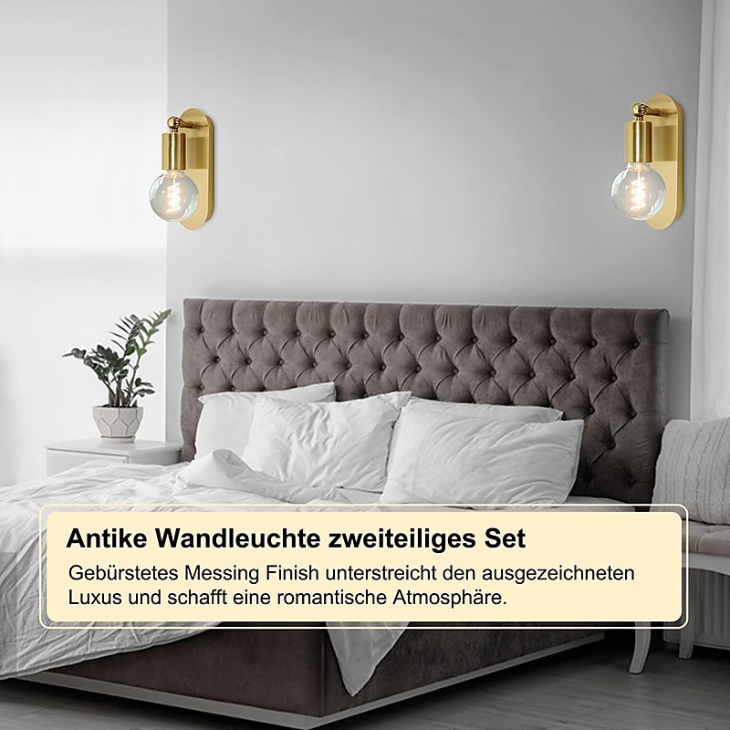 laiton salle de bain applique e27 rétro éclairage mural éclairage intérieur vintage or applique murale 2 pièces tournant applique e27 applique murale intérieur métal pour galerie restaurant café de 2025 ? $49.99 –P2