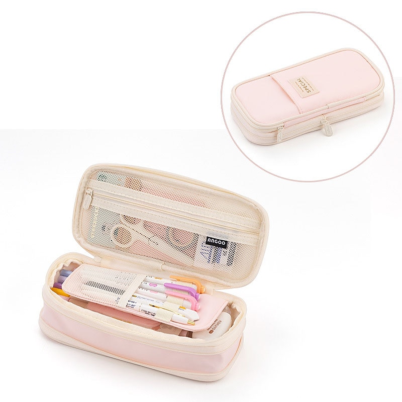 Multifunctional Cosmetic Bag Macaroon Big Capacity Double-layer Canvas Pencil Case Travel Storage Pouch School Supplies, Back to School Gift 2025 - $20.99 –P10