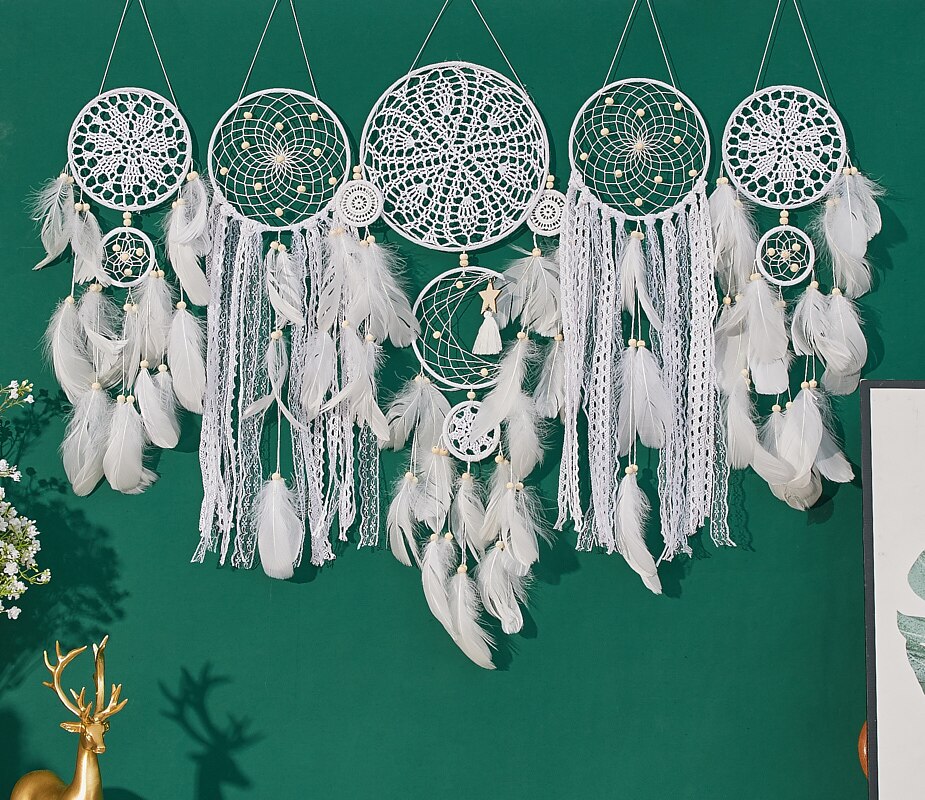 5 pezzi di grandi dimensioni acchiappasogni piuma gancio fiore campanelli eolici decorativo appeso a parete arte decorativa del 2025 a $43.99 –P2