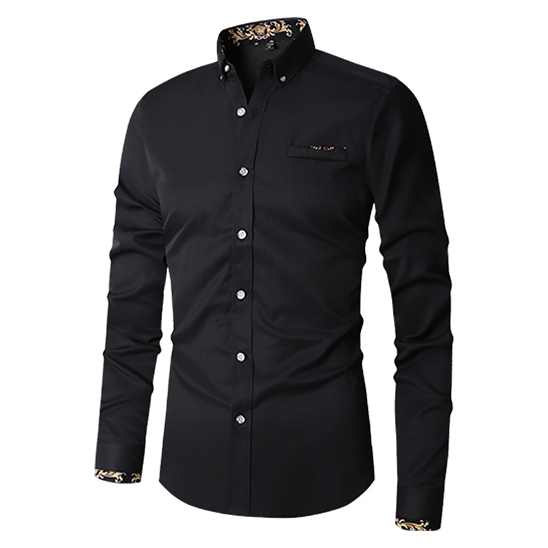 Per uomo Camicia Camicie Camicia abbottonata Resistente alle rughe Camicia con bottoni Liscio Matrimonio Ufficio e carriera Nero Bianco Vino Blu reale Manica lunga Collo ripiegabile Primavera del 2025 a $21.99 –P5