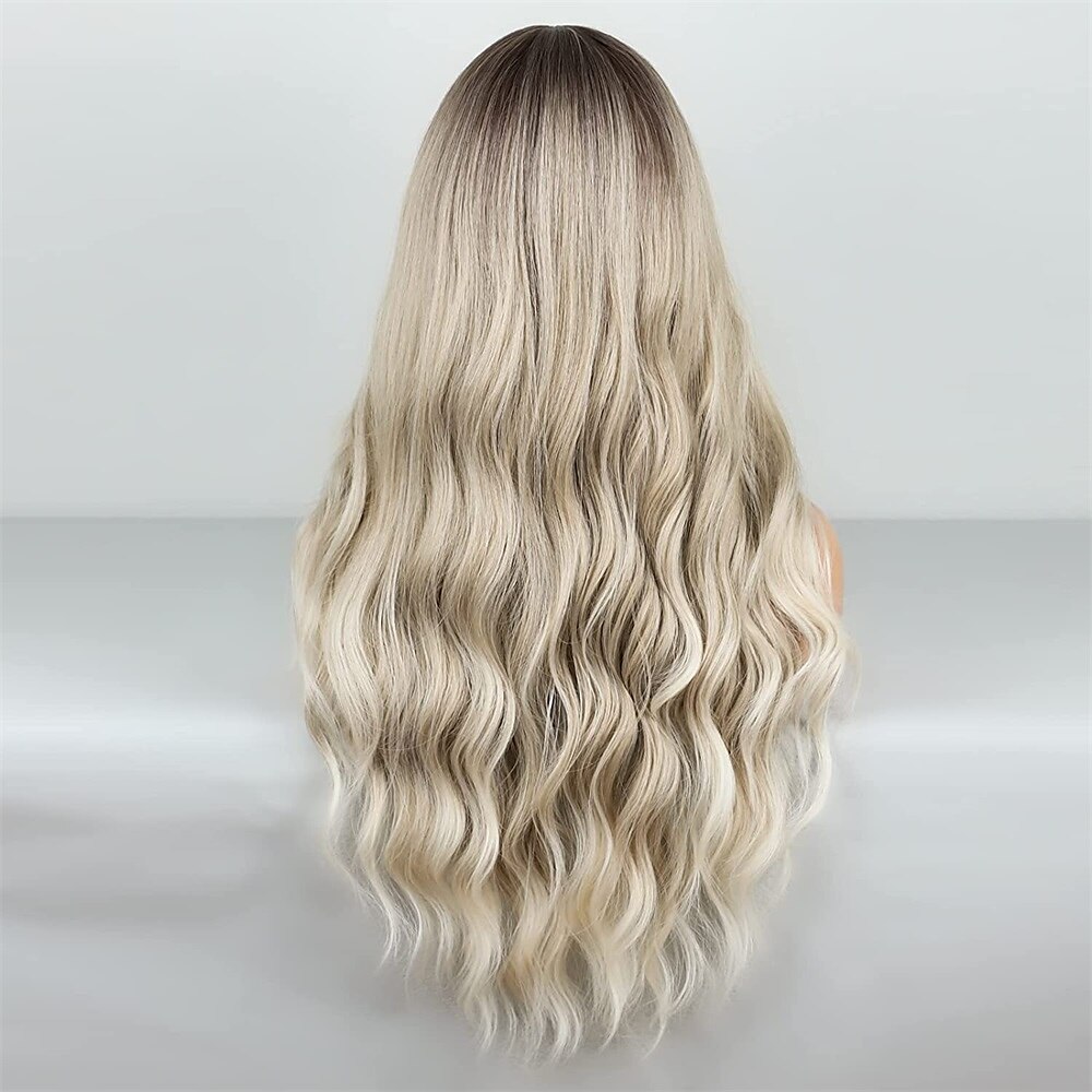 barbiecore parrucche da film parrucca bionda ombre parrucca ondulata lunga per le donne parrucche ondulate della parte centrale parrucche sintetiche resistenti al calore del 2025 a $29.99 –P11