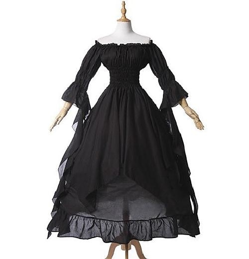 Vintage Gotico Medievale Vestito Costume Cosplay Abito ispirato alla Reggenza Manica del polsino svasato Vichingo Elfico Per donna Celtico Costumi da pirata Fantasia Halloween Mascherata Performance del 2025 a $38.99 –P2