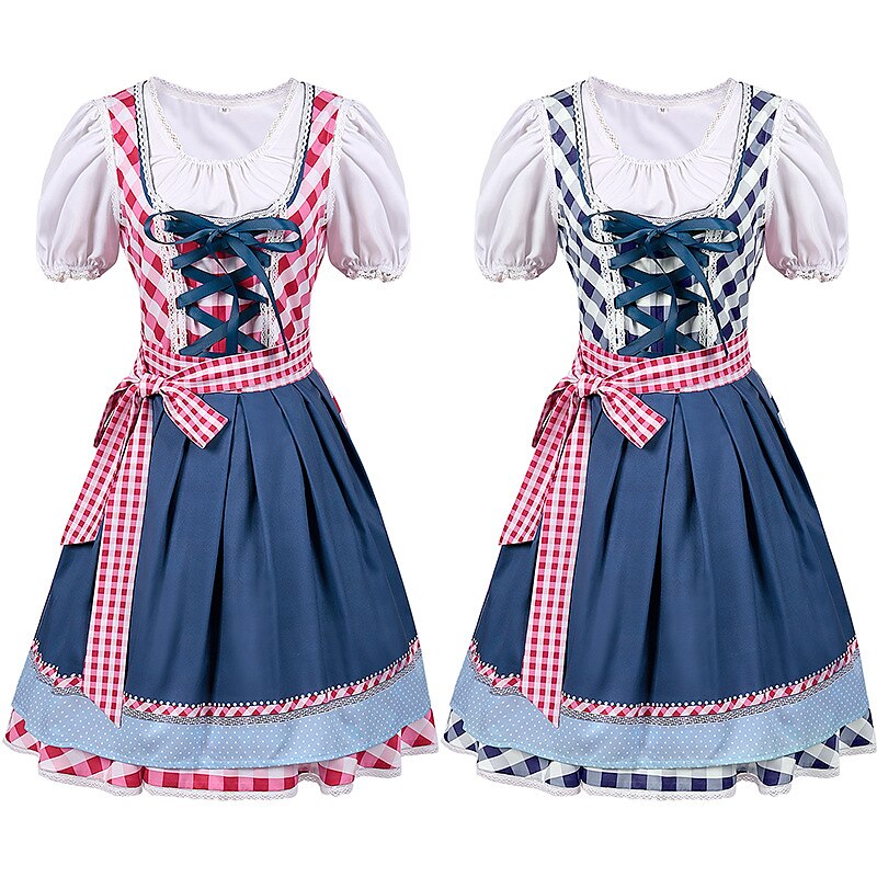 Oktoberfest Dirndl Trachtenkleader Oktoberfest / øl bayerske bayerske Wiesn Tradisjonell stil Enger Dame Tradisjonell stil klut Topp Kjole Forkle 2025 - $48.99 –P1