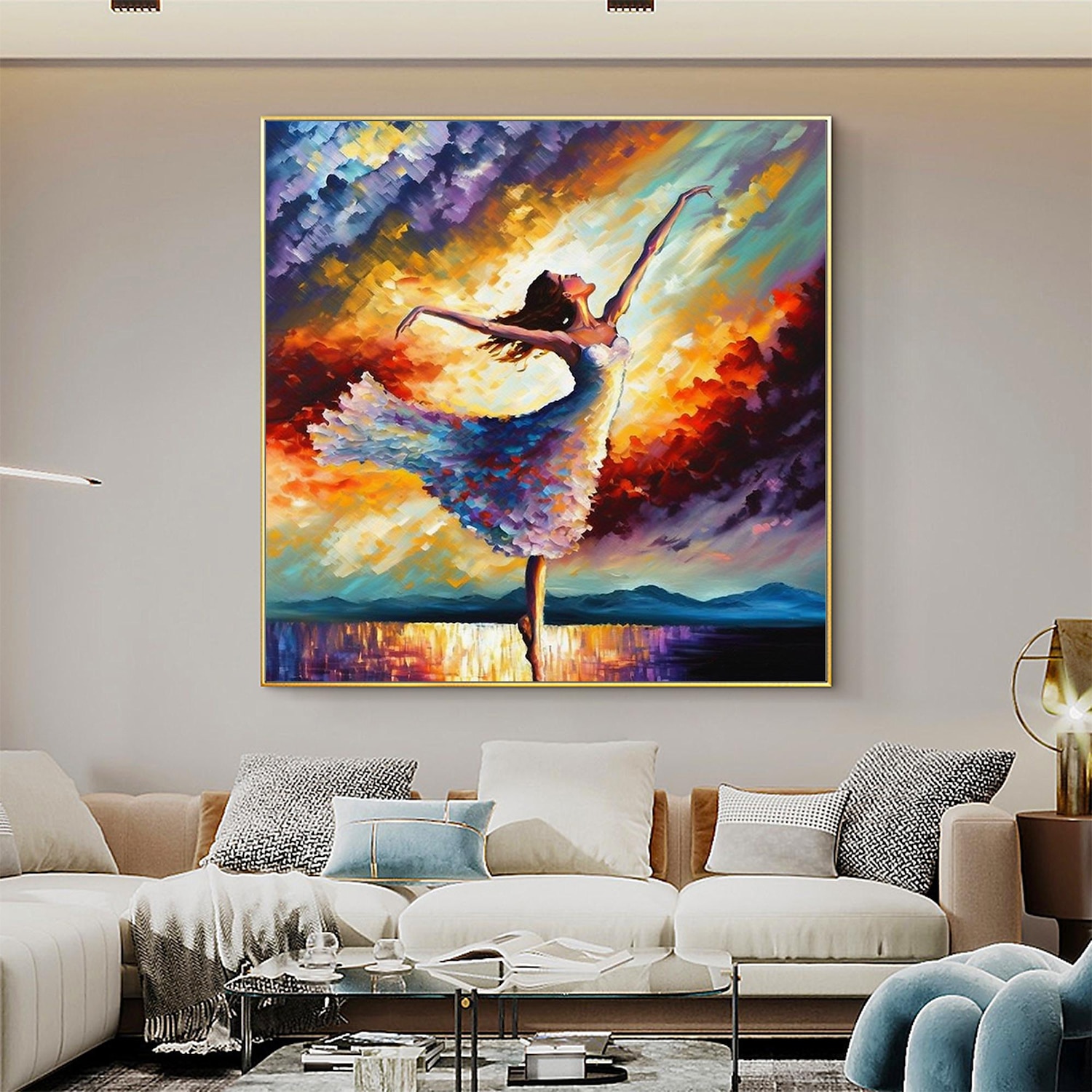 Handmade Oil Painting Canvas Wall Art Decor Original Dancing girl Abstract Figure  Painting for Home Decor With Stretched Frame/Without Inner Frame Painting  2024 - $113.99