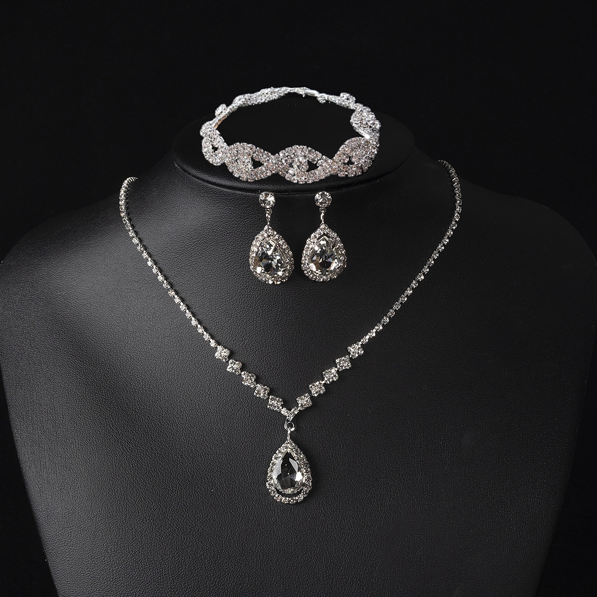 Svatební šperky Soupravy 1 sada Slitina 1 x náhrdelník Náušnice Náramky Dámské Přizpůsobeno stylové Jednoduchý Briolette Drahocenný Kapka vody Diamond Sada šperků Pro Svatební Výročí Zvláštn 2025 - $9.99 –P1