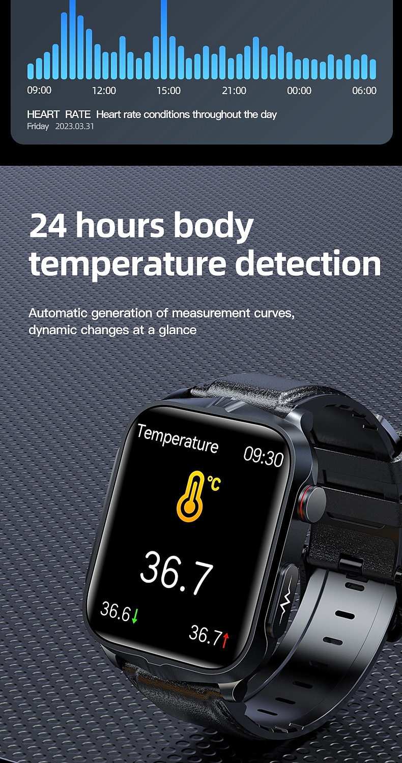 2025年 パルス理学療法 ECG 血糖値 スマートヘルスウォッチ フィットネス ランニングウォッチ Bluetooth 体温モニタリング 万歩計 Android iOS 対応 男女共用 IP68 防水  コレクション – $79.99 –P7