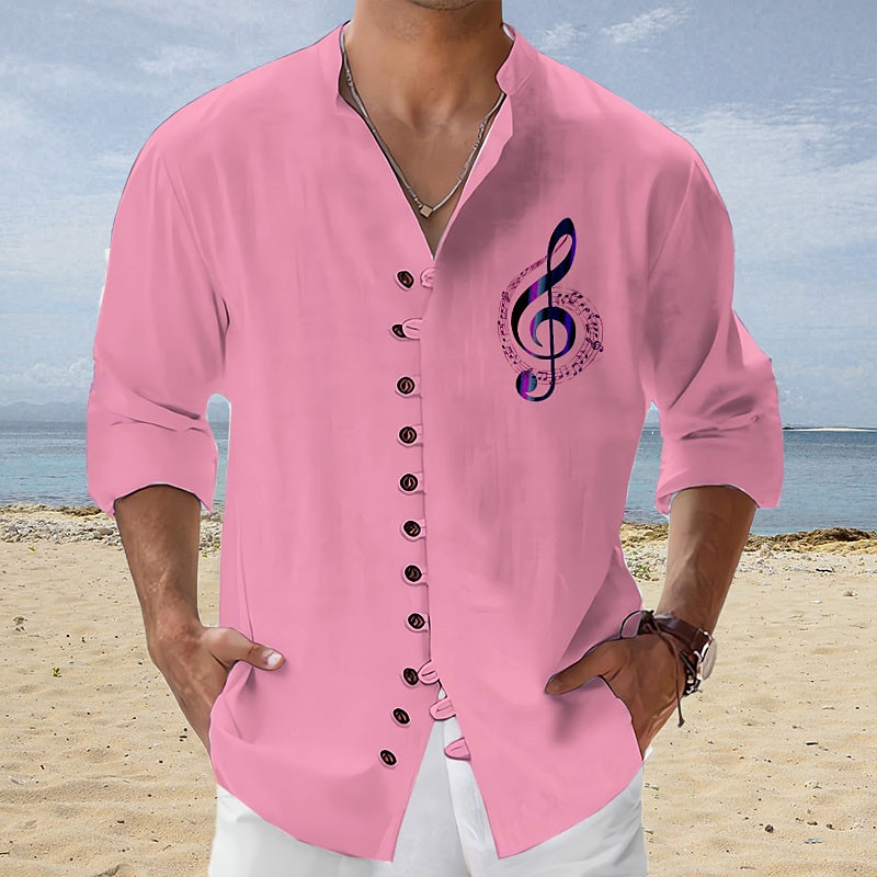 Herr Styrelseledamöter Musik Noteringar Skjorta Knapp upp skjorta Långärmad Mode Streetwear Designer Utomhus Ledigt Dagligen Sommar Vår Höst Hög krage Mönster Blågrön Rodnande Rosa Blå Grön Grå 2025 - $26.99 –P3