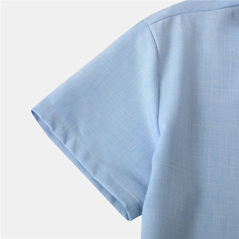 Per uomo Camicia Camicia di lino Camicia in cotone e lino Camicia Estiva Camicia casual Camicia da Spiaggia Semplice Vacanza Casuale Nero Rosa Verde scuro Viola chiaro Manica Corta Bavero Estate del 2025 a $38.99 –P17
