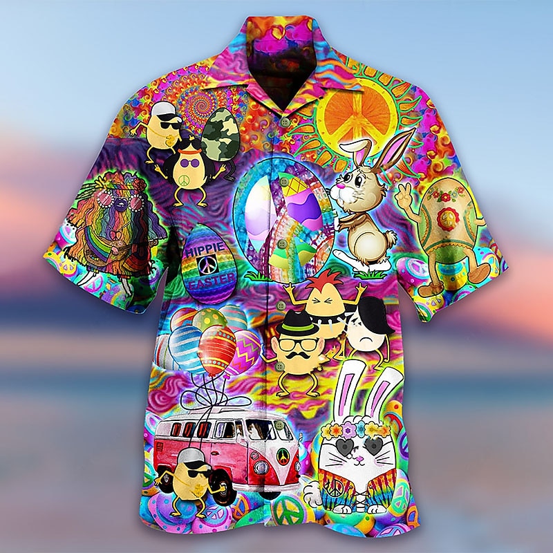 Herren Regenbogen Grafikdrucke Hemd Sommer Hawaiihemd Kurzarm Tropisch Mode Hawaiianisch Lässig Hawaiianisch Ausgehen Sommer Frühling Umlegekragen Druck Button-Down Schwarz Gelb Purpur Regenbogen 2025 - $24.99 –P3
