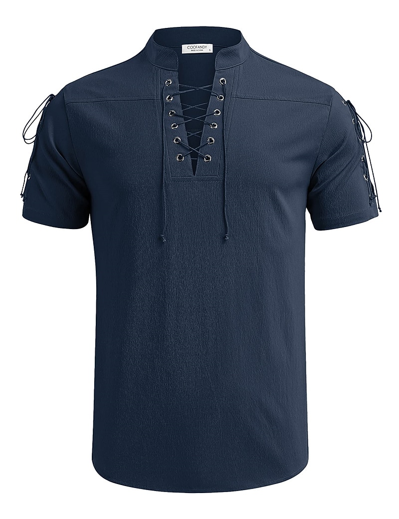 Homens Camisa Social camisa de linho Camisa casual camisa de praia Tecido Férias Havaiana Preto Branco Azul Marron Manga Curta Colarinho Chinês Primavera Verão Roupa Básico de 2026 por $25.99 –P16