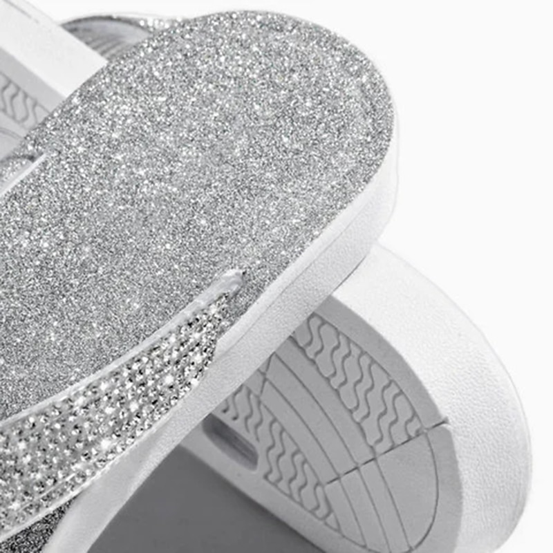 flip flop-sandaler för kvinnor i silver med strass utsmyckningar - glittrande sommarstrandkläder för fester och speciella tillfällen 2025 - $19.99 –P4