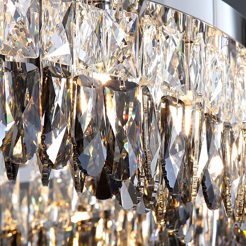 Lustre 60/80cm led cristal plafonnier cercle design design unique encastré lumières acier inoxydable led style nordique 110-240v de 2025 ? $687.89 –P7