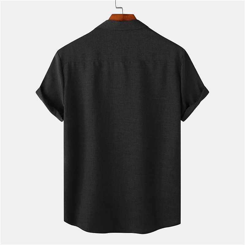 Per uomo Camicia Camicia di lino Camicia in cotone e lino Camicia Estiva Camicia casual Camicia da Spiaggia Semplice Vacanza Casuale Nero Rosa Verde scuro Viola chiaro Manica Corta Bavero Estate del 2025 a $38.99 –P4
