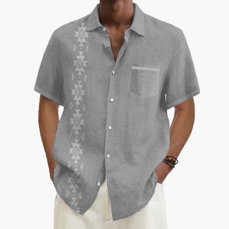 Férfi Gombos póló Rövid ujjú Szüret Hawaii Alkalmi Vakáció Hétköznapi Nyár Tavasz Galléros ingek Begombol Zseb 3D nyomtatás finom Khaki+Khaki Fekete Világoszöld Sötétkék Tengerészkék 2025 - $24.99 –P9