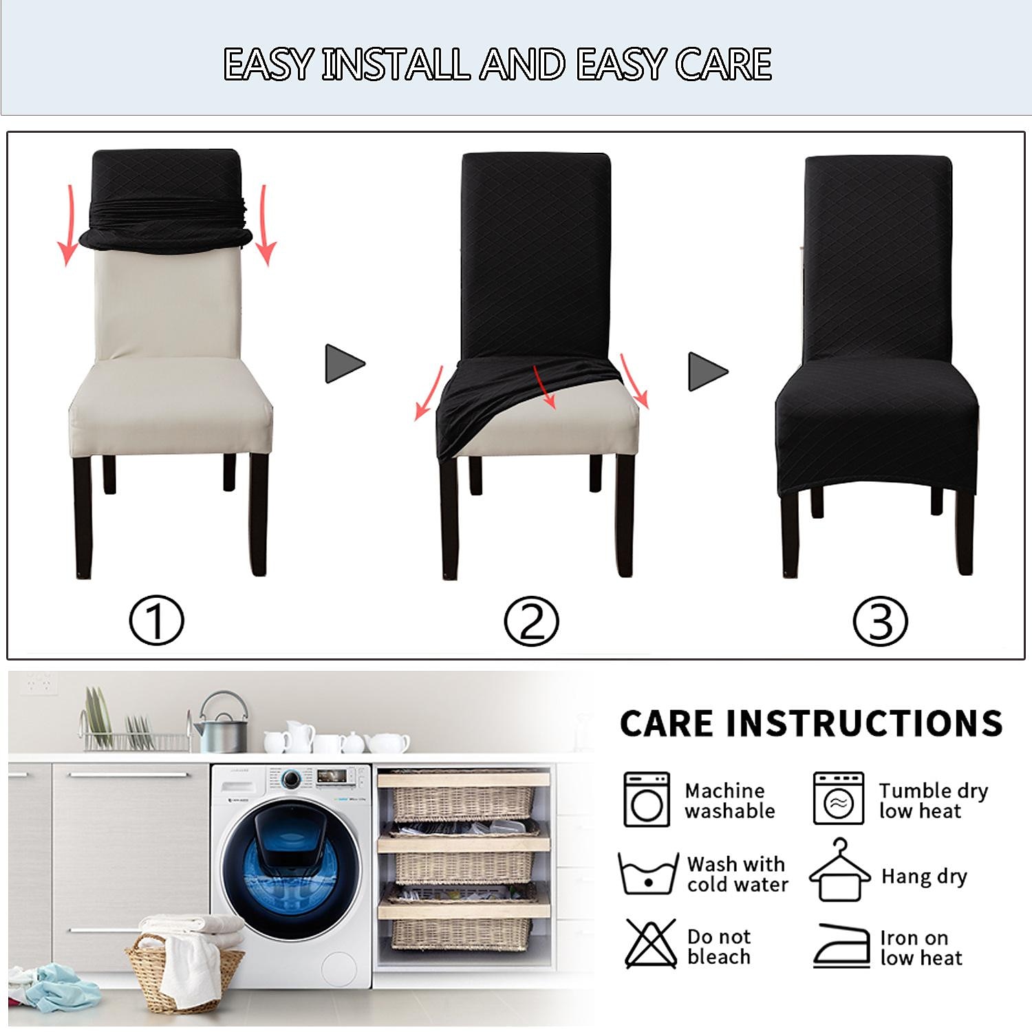 Husă pentru scaun de bucătărie Culoare solidă / Simplu / Solid Jacquard Poliester slipcovers 2025 - $10.99 –P2