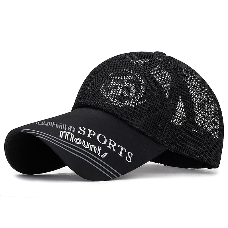 Per uomo Cappellino da baseball Cappello da sole Berretto sportivo Nero Bianco Poliestere Visiera lunga Viaggi Rinfrescante Stile da spiaggia Esterno Da mare Con lettere stampate Regolabile del 2025 a $11.49 –P8