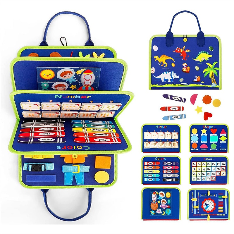 Juguetes Montessori tablero de labores de fieltro bolsa rompecabezas de educación temprana tablero de aprendizaje capacitación Montessori para niños pequeños Materiales de enseñanza Regalo de Navidad 2026 - $37.99 –P9