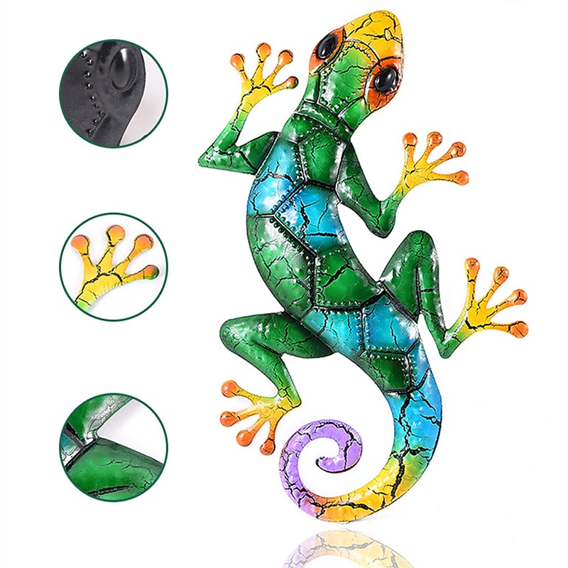1 stk gekko metall veggkunst dekor 3d gekko hengende metall vegg kunst hengende vegg dekor for innendørs utendørs hjemmekontor bad kjøkken soverom stue hage 27x43cm/10.6''x16.8'' 2025 - $18.49 –P5