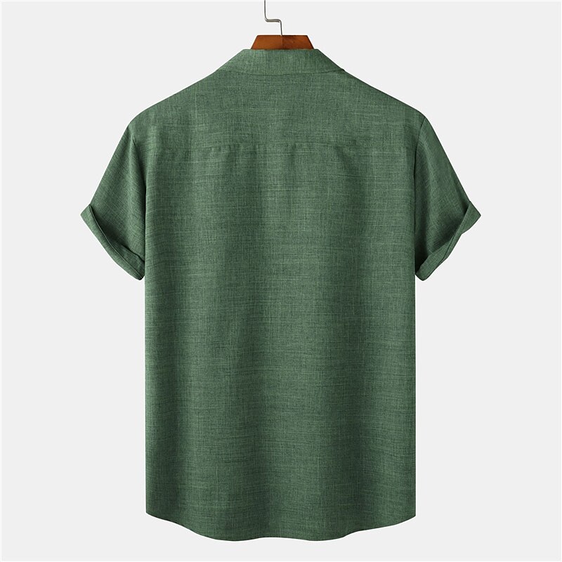 Per uomo Camicia Camicia di lino Camicia in cotone e lino Camicia Estiva Camicia casual Camicia da Spiaggia Semplice Vacanza Casuale Nero Rosa Verde scuro Viola chiaro Manica Corta Bavero Estate del 2025 a $38.99 –P2