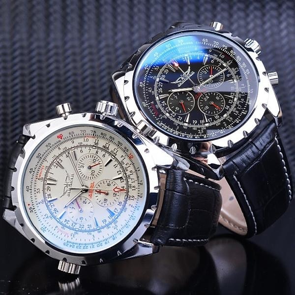 JARAGAR Mechanical Watch for Men Aviator Series Military True Men Sport Automatic Watch Luxury Stainless Steel Mechanical Male Clock Hour Luminous Wristwatch Blue Glass 2025 - $55.99 –P13