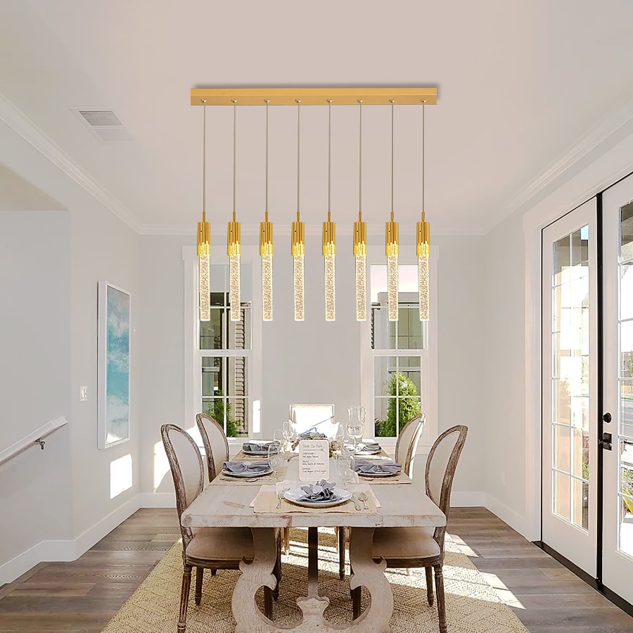 lampada a sospensione a led dimmerabile 1/2/4/5/8 testa lampada moderna in cristallo per isola da cucina, illuminazione a sospensione regolabile per isola cucina, lampadario a led in oro nero per sala del 2025 a $490.49 –P16