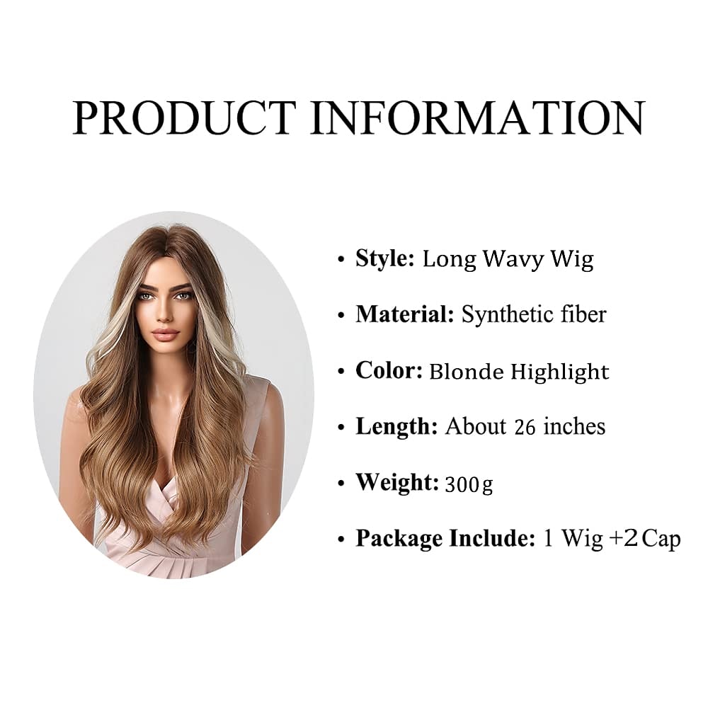 Barbiecore Movie Wigs Blonde Highlight Wigs for Women 26 Inch Long Curly Synthetic Wigs Middle Part Blonde Highlights Hair Wigs Loose Wavy Wigs Heat Resistant 2025 - $29.99 –P9