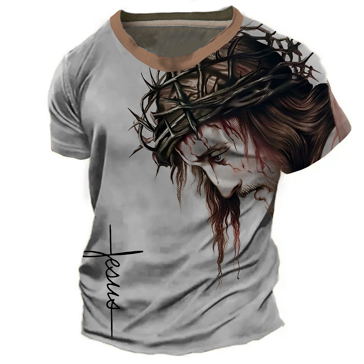 Męskie Graficzny Wiara Podkoszulek Chrześcijańskie koszulki Krótki rękaw Podkoszulek Druk 3D Półgolf Koszula Zabytkowe Moda Designerskie Na zewnątrz Codzienny Sport Niebieski Zielony Khaki Wiosna i 2025 - $17.99 –P2