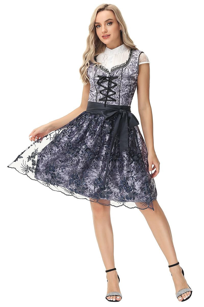 Oktoberfest Dirndl Trachtenkleader Oktoberfest / øl bayerske bayerske Wiesn Tradisjonell stil Enger Dame Tradisjonell stil klut Genser Kjole Forkle 2025 - $52.99 –P3
