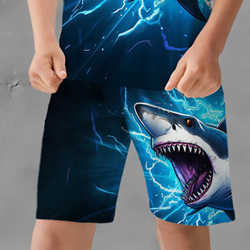 Băieți 3D Grafic Animal Rechin Tricou și Pantaloni scurți Set tricouri Set de îmbrăcăminte Manșon scurt Imprimeuri 3D Vară Primăvară Activ Sport Modă Poliester Copii 3-13 ani În aer liber Strad 2025 - $17.49 –P3