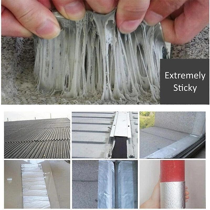 1 rollo de cinta impermeable resistente a altas temperaturas papel de aluminio grueso cinta de butilo pared piscina techo grieta conducto reparación sellada auto cinta 2025 - $7.99 –P4
