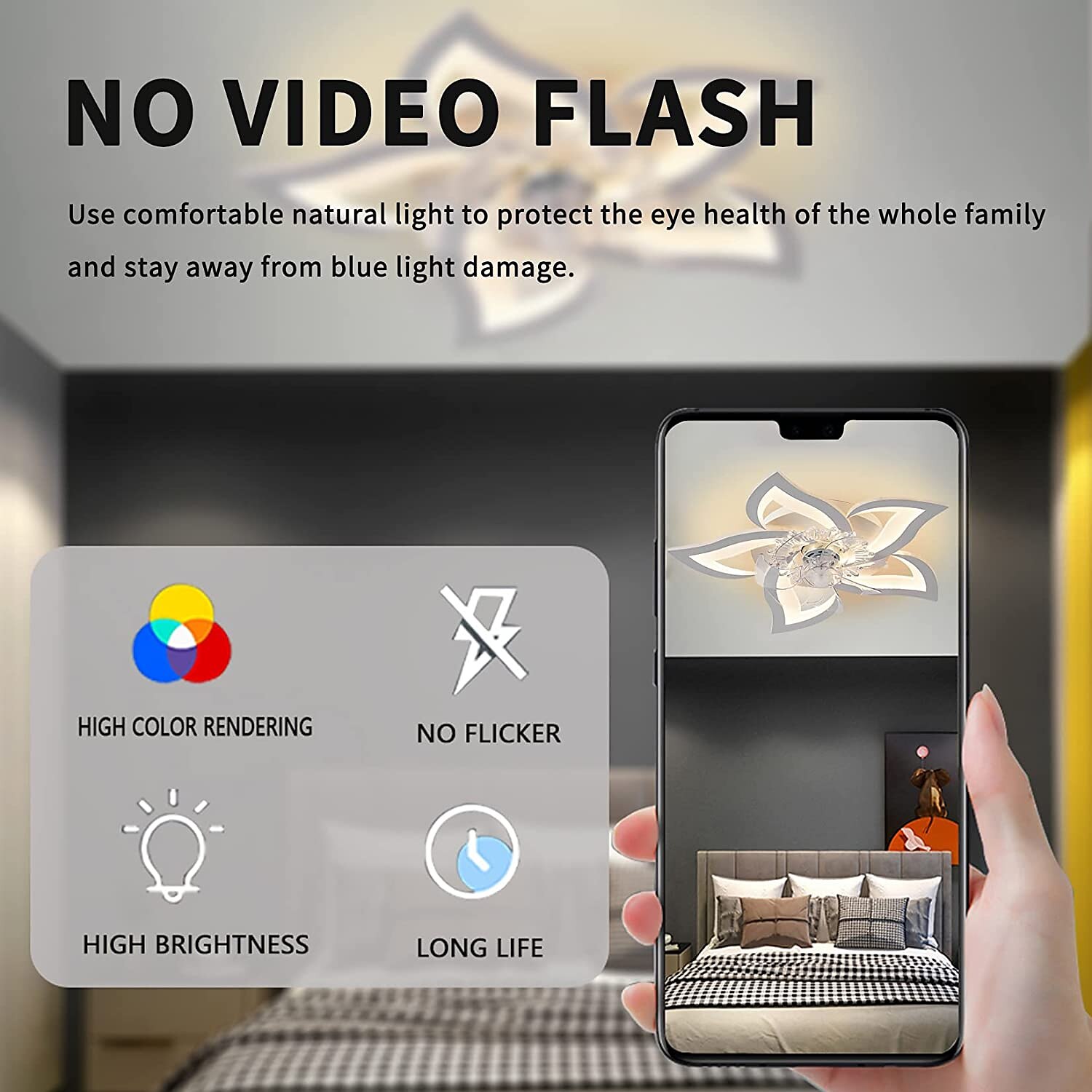 LED Ceiling Fans Dimmable with Remote Contral Flower Design 25.7" 5-Heads Flush Mount Ceiling Lamp Acrylic Lampshade Chandelier Bedroom Living Room 2025 - $259.09 –P6