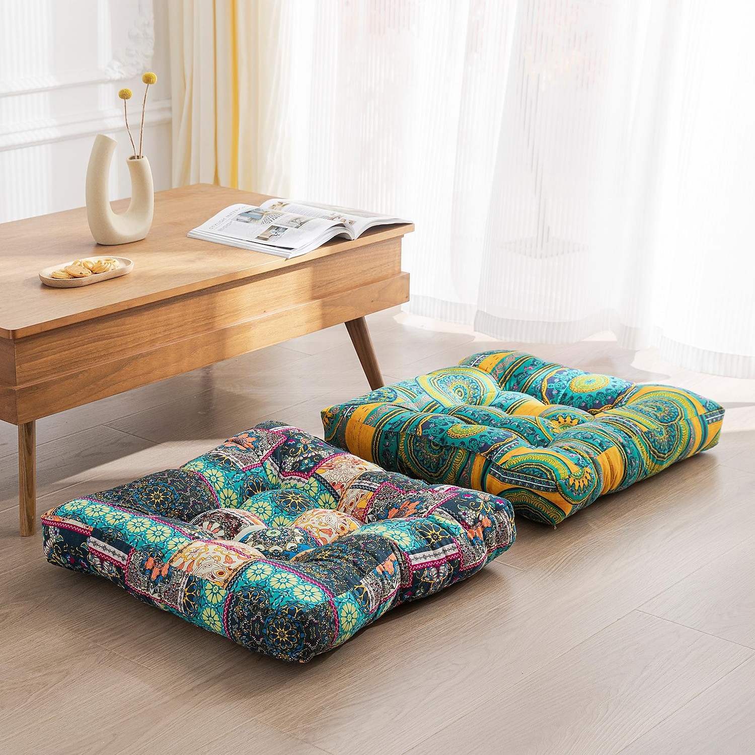 μαξιλάρι δαπέδου boho, τετράγωνα μαξιλάρια καθίσματος δαπέδου τατάμι μεγάλο μαξιλάρι διαλογισμού για ενήλικες, τετράγωνα μαξιλάρια καθίσματα για διακόσμηση σαλονιού για γιόγκα, προστέθηκε αφρός μνήμης 2025 - $27.99 –P4