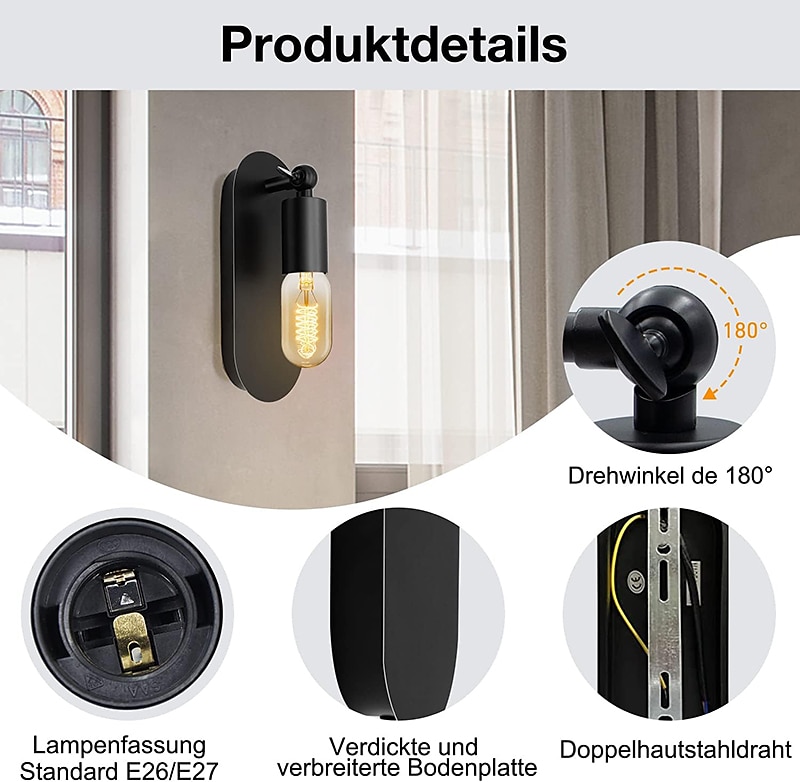 laiton salle de bain applique e27 rétro éclairage mural éclairage intérieur vintage or applique murale 2 pièces tournant applique e27 applique murale intérieur métal pour galerie restaurant café de 2025 ? $49.99 –P9
